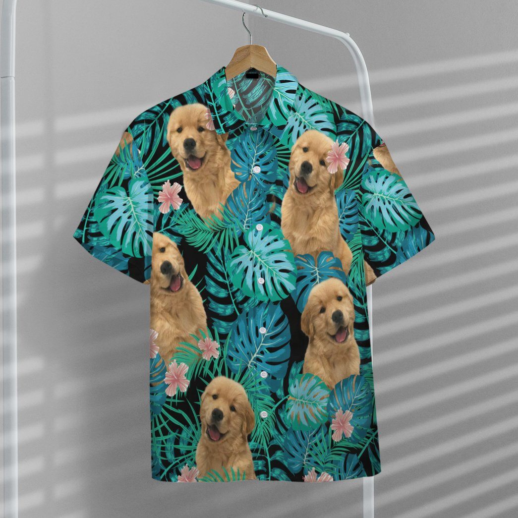 Gearhumans 3D Dog Hawaiian Tropical Custom Photo Short Sleeve Shirt GS0107212 Hawai Shirt 