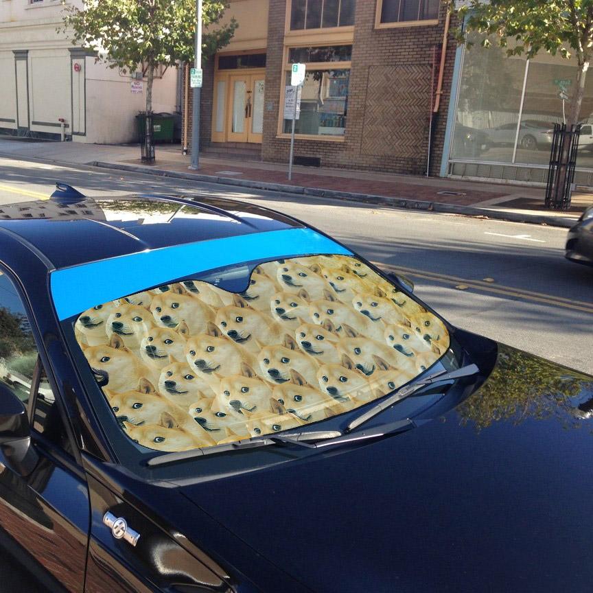 Gearhumans 3D Doge Meme Custom Car Auto Sunshade GO23042125 Auto Sunshade 