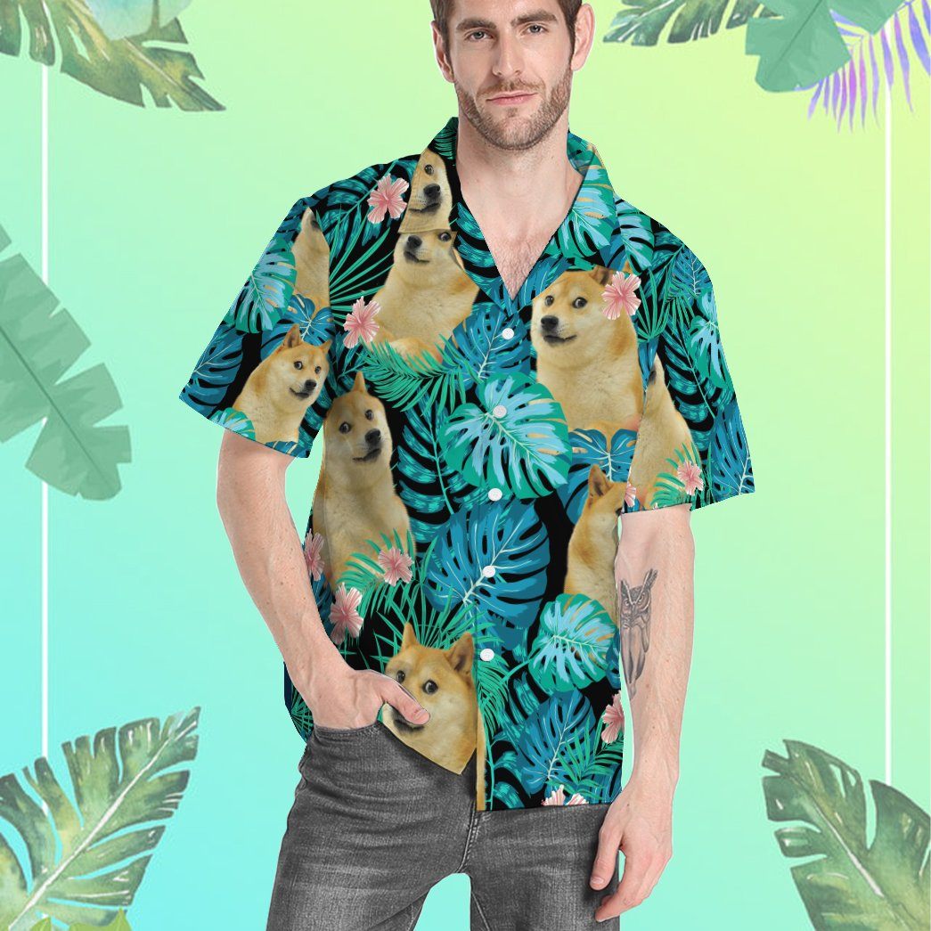 Gearhumans 3D Doge Meme Hawaiian Custom Short Sleeve Shirt GW2405217 Hawai Shirt 