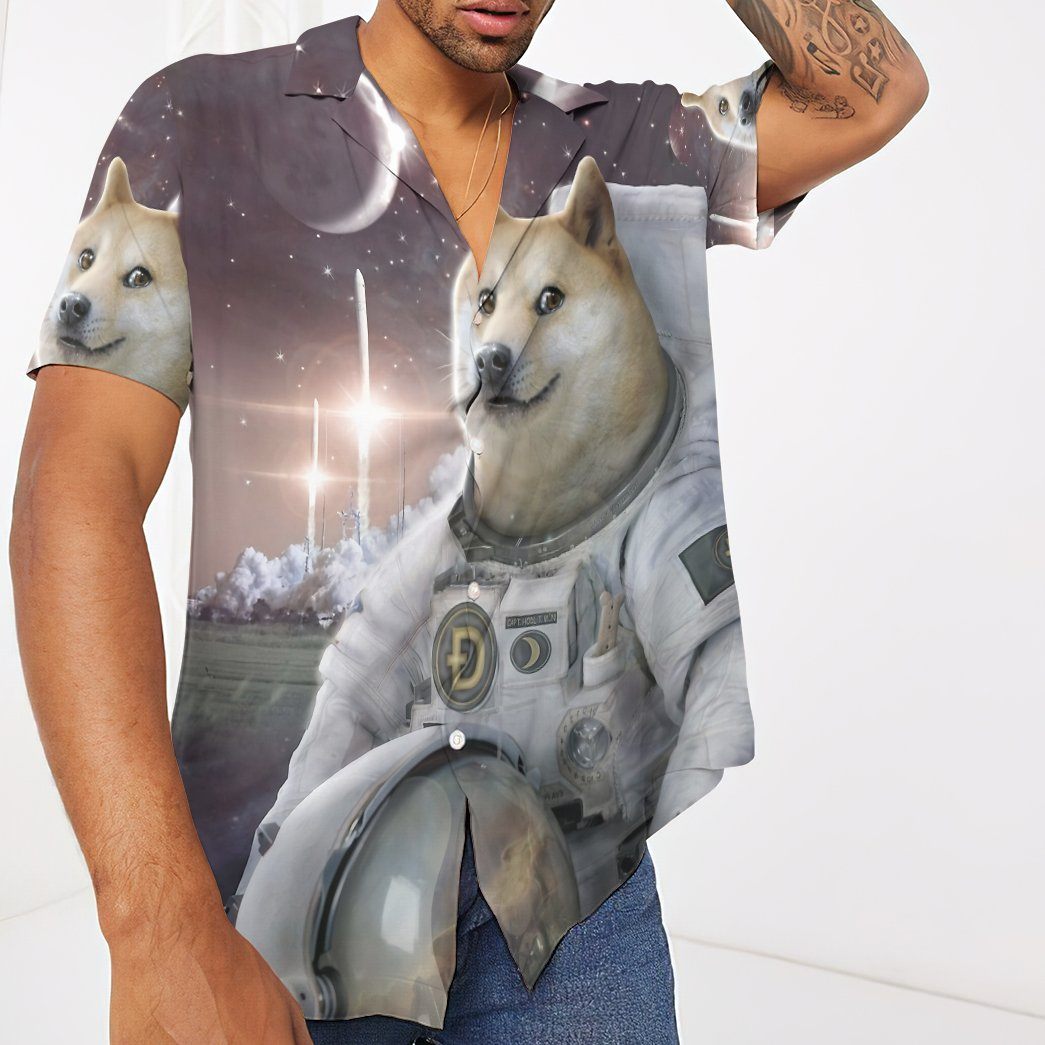 Gearhumans 3D Doge To The Moon Custom Hoodie Tshirt Apparel GO14052113 Hawai Shirt 