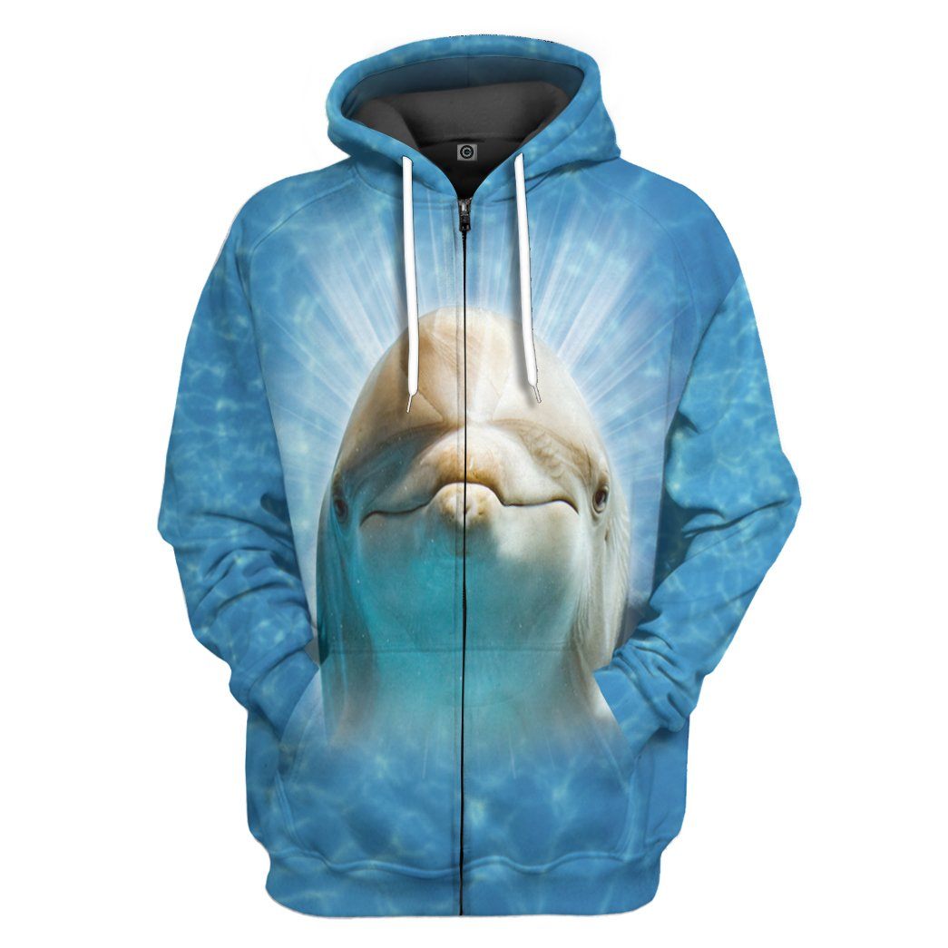 Gearhumans 3D Dolphin Custom Tshirt Hoodie Apparel GW02062128 3D Apparel Zip Hoodie S 