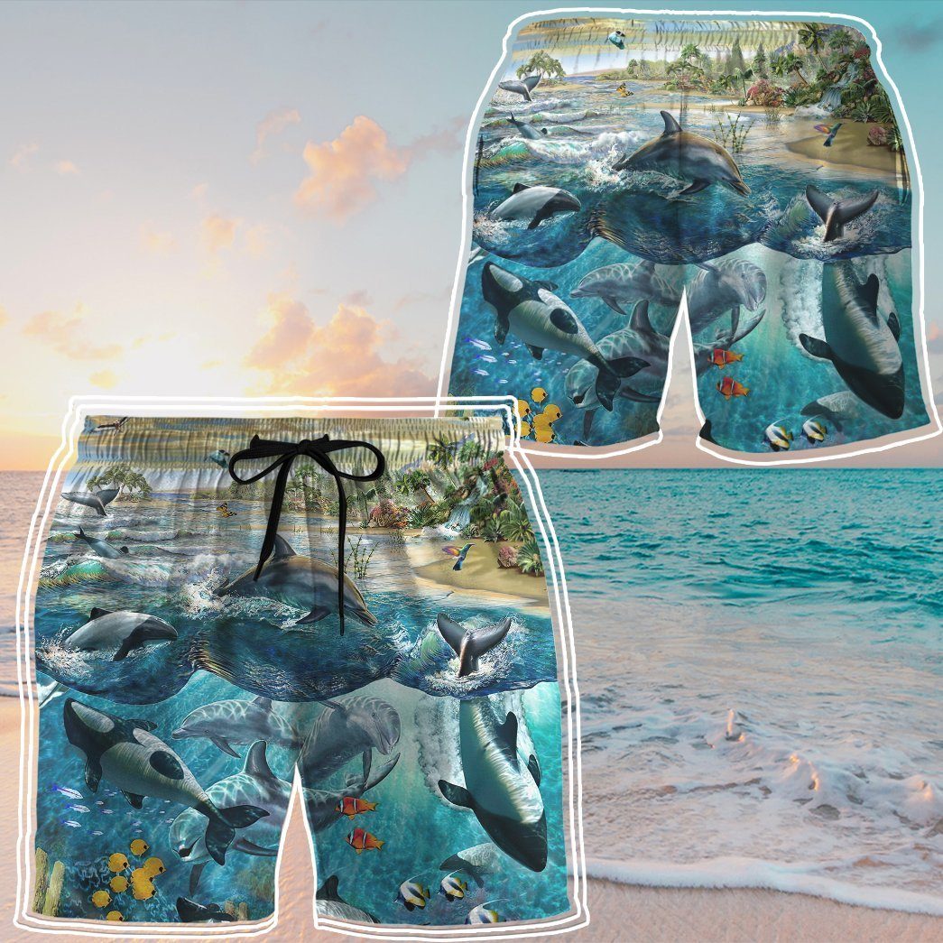 Gearhumans 3D Dolphin Paradise Custom Short Sleeve Shirt GS1106218 Hawai Shirt 