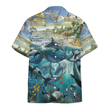 Gearhumans 3D Dolphin Paradise Custom Short Sleeve Shirt GS1106218 Hawai Shirt Hawai Shirt S 