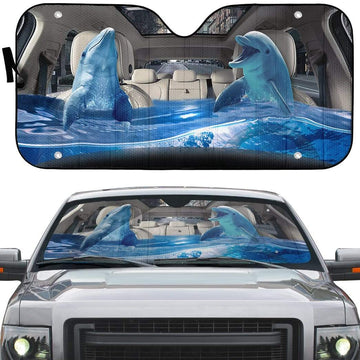 Gearhumans 3D Dolphins Custom Car Auto Sunshade