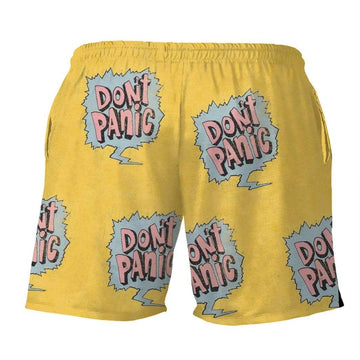 Gearhumans 3D Don't Panic Custom Beach Shorts Swim Trunks