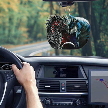 Gearhumans 3D Dragon And Wolf Car Hanging