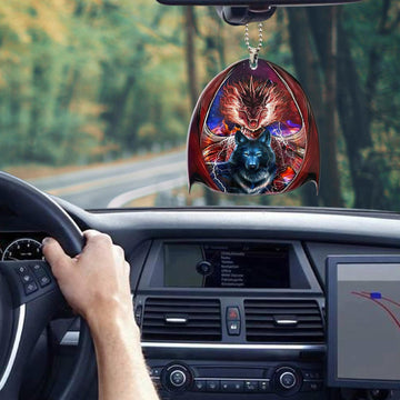 Gearhumans 3D Dragon Wolf Car Hanging