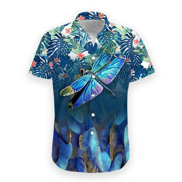 Gearhumans 3D Dragonfly Hawaii Shirt hawaii Short Sleeve Shirt S
