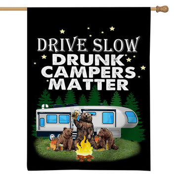 Gearhumans 3D Drive Slow Drunk Campers Matter Custom Flag