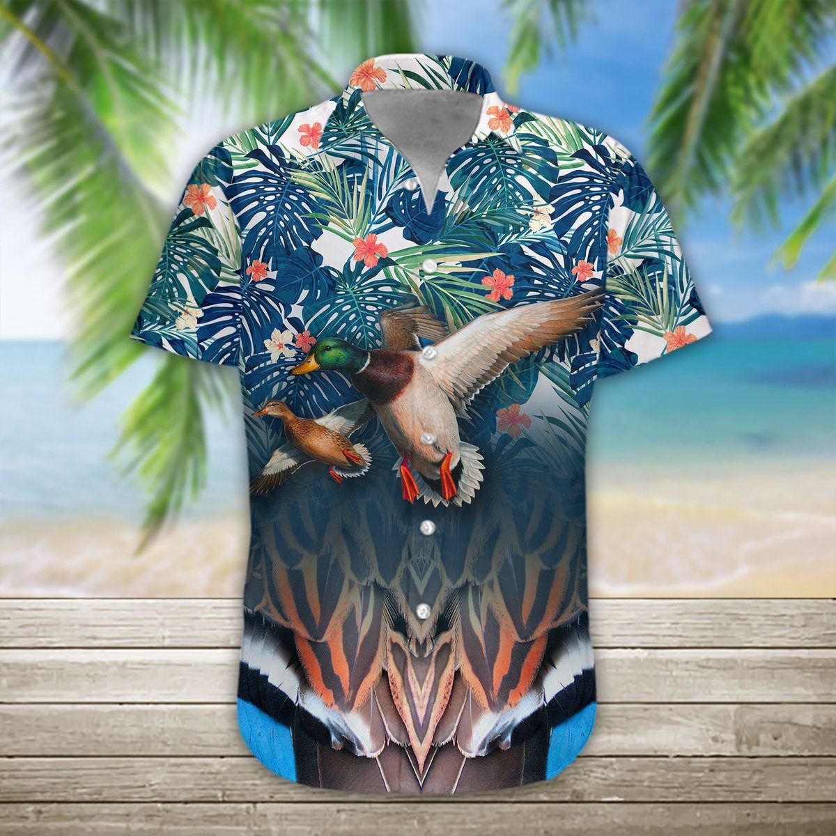 Gearhumans 3D Duck Hunting Hawaii Shirt, 5XL Short Sleeve Dress Shirts, Short Sleeve Flannels Short Sleeve Short, Hawaiian Shirts for Men