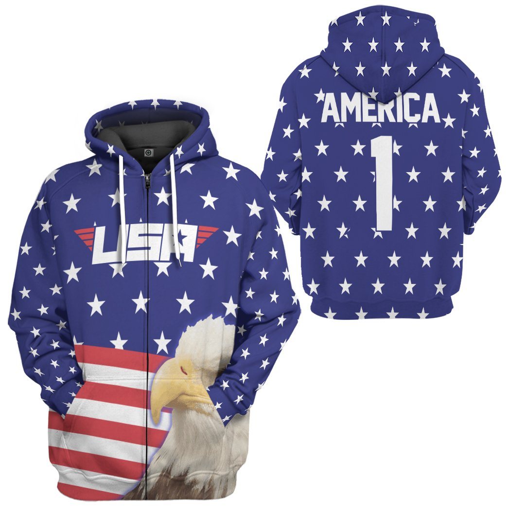 Gearhumans 3D Eagle America Flag Custom Tshirt Hoodie Apparel GW0306212 3D Apparel 