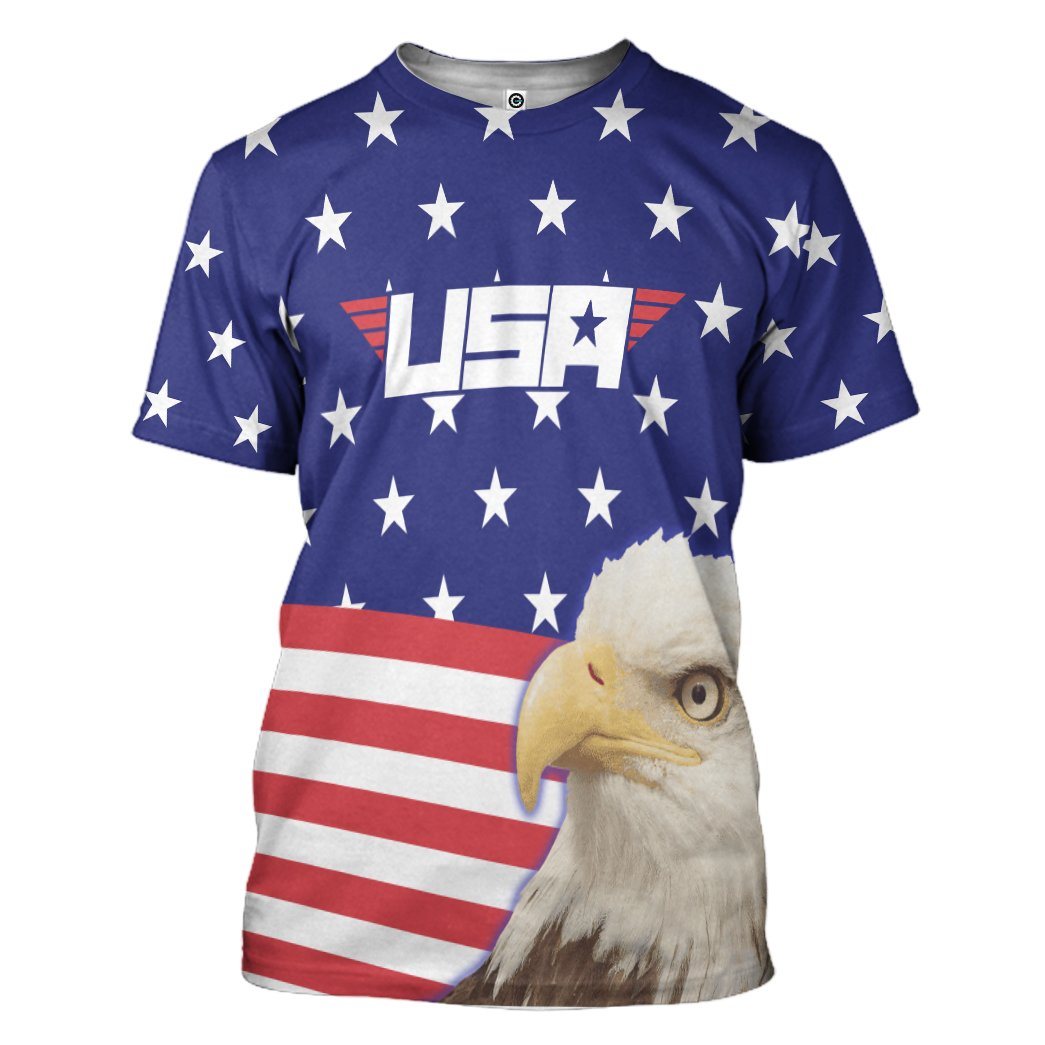 Gearhumans 3D Eagle America Flag Custom Tshirt Hoodie Apparel GW0306212 3D Apparel T-Shirt S 