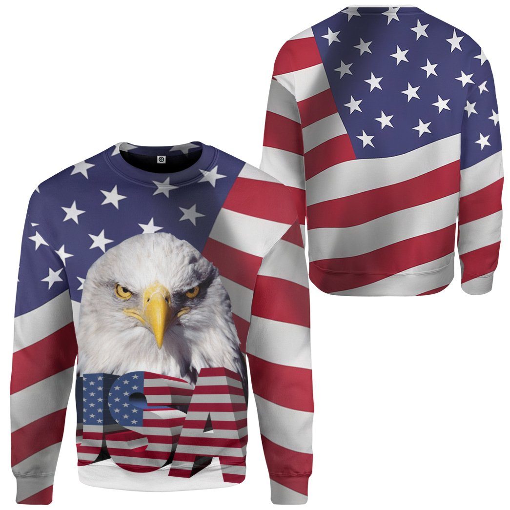 Gearhumans 3D Eagle USA Flag Custom Tshirt Hoodie Apparel GW2005212 3D Apparel 