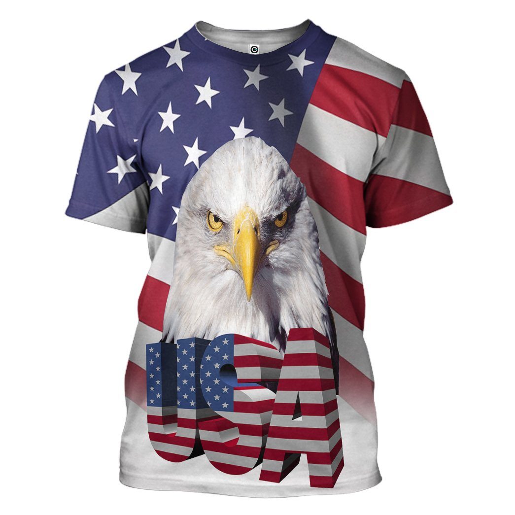 Gearhumans 3D Eagle USA Flag Custom Tshirt Hoodie Apparel GW2005212 3D Apparel T-Shirt S 