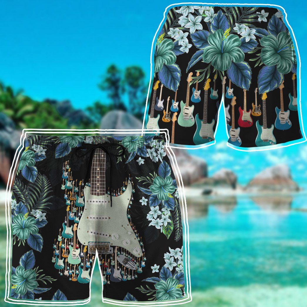 Gearhumans 3D Electric Guitar Hawaii Custom Beach Shorts Swim Trunks GS14052123 Men Shorts 