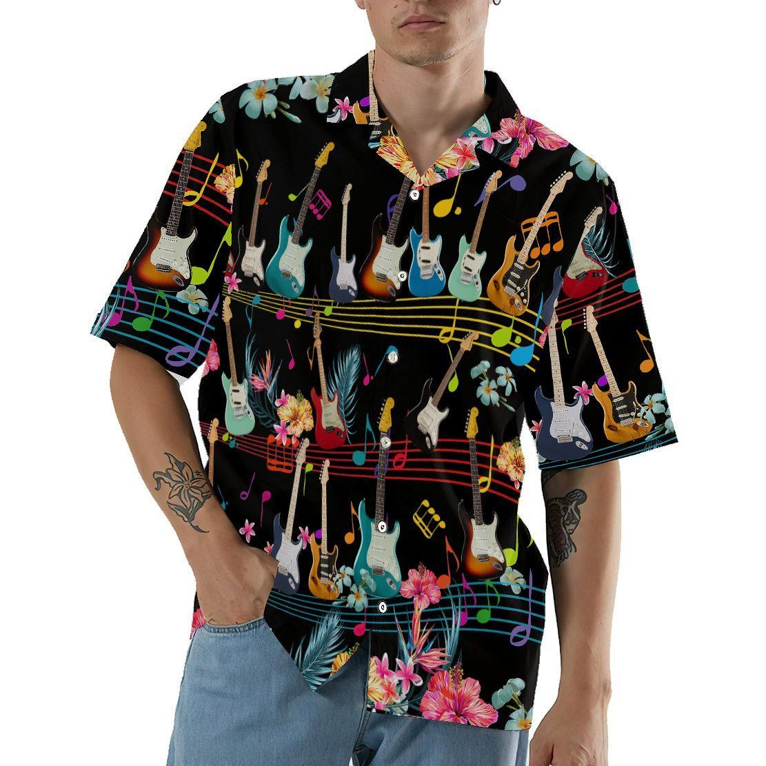 Gearhumans 3D Electric Guitar Hawaii Shirt ZZ13042 Hawai Shirt 