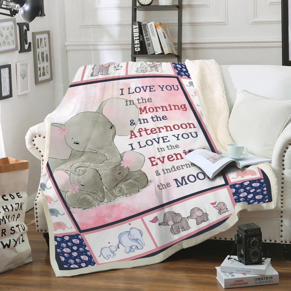 Gearhumans 3D Elephant Mom Mothers Day Gift Custom Name Blanket GW07042 Blanket 