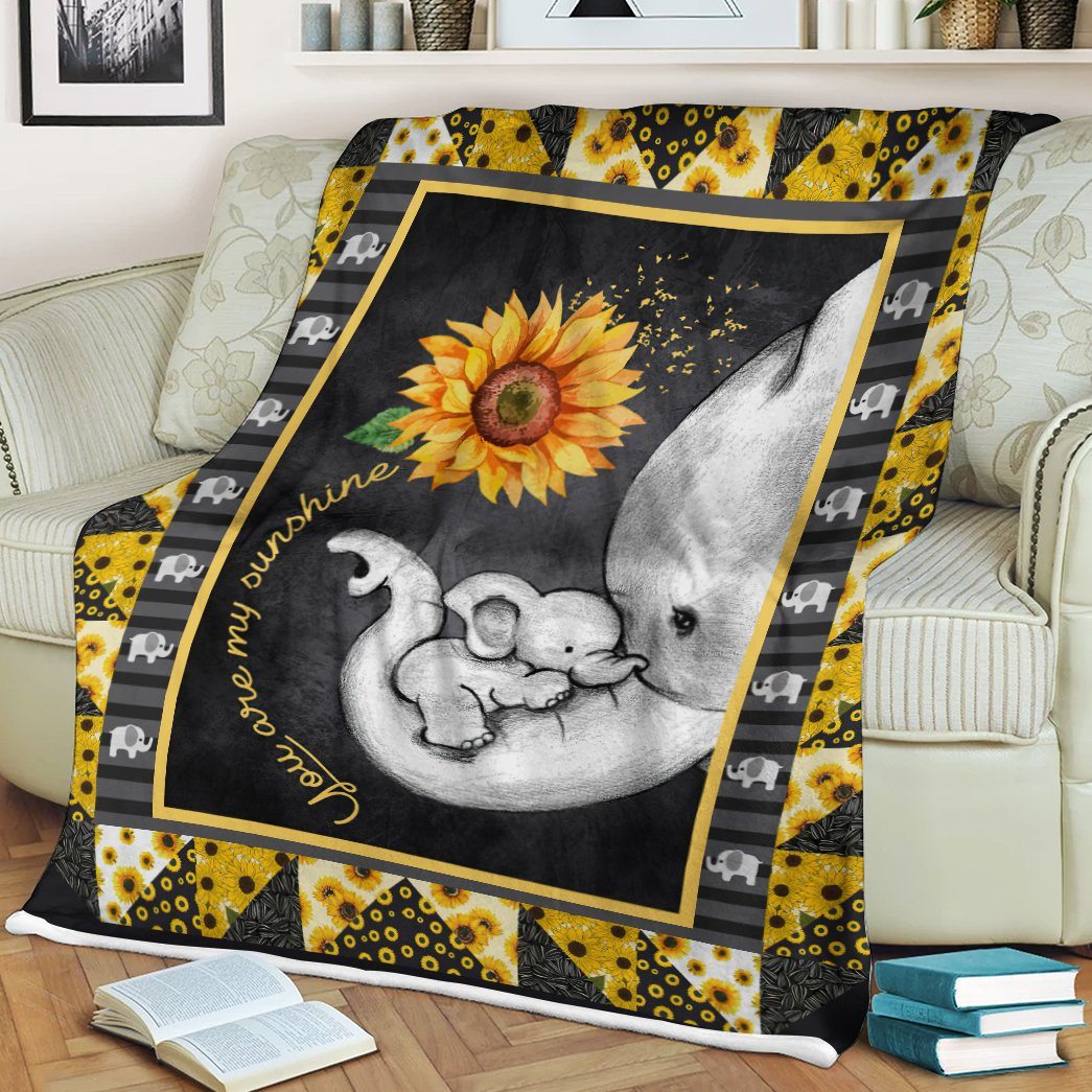 Gearhumans 3D Elephant Sunflower Mom Mothers Day Gift Custom Blanket GW07046 Blanket