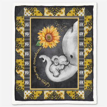 Gearhumans 3D Elephant Sunflower Mom Mothers Day Gift Custom Blanket