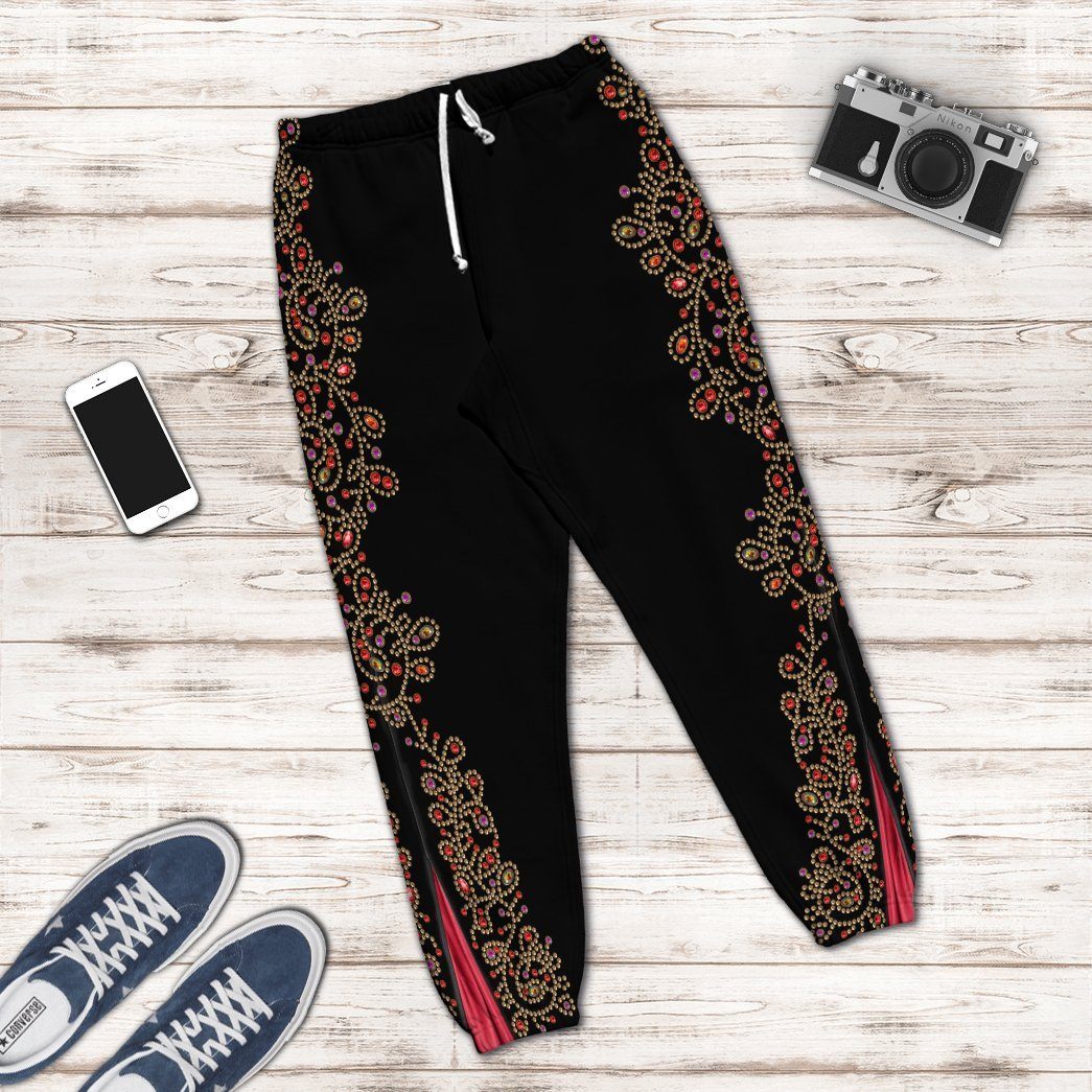 Red Embroidered Sweatpants