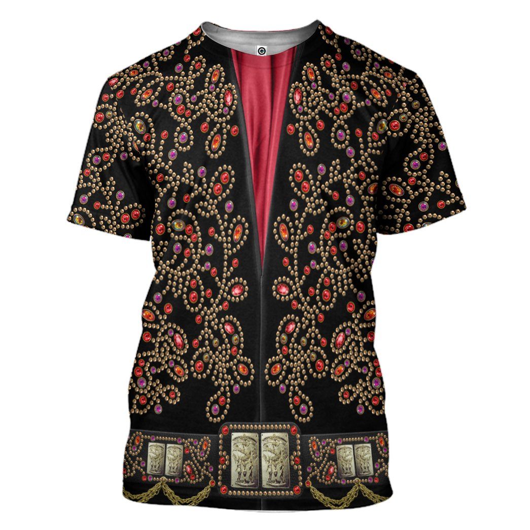Gearhumans 3D ELV PRL Black Spanish Red Flower Custom Tshirt Hoodie Apparel GW01072118 3D Apparel T-Shirt S 