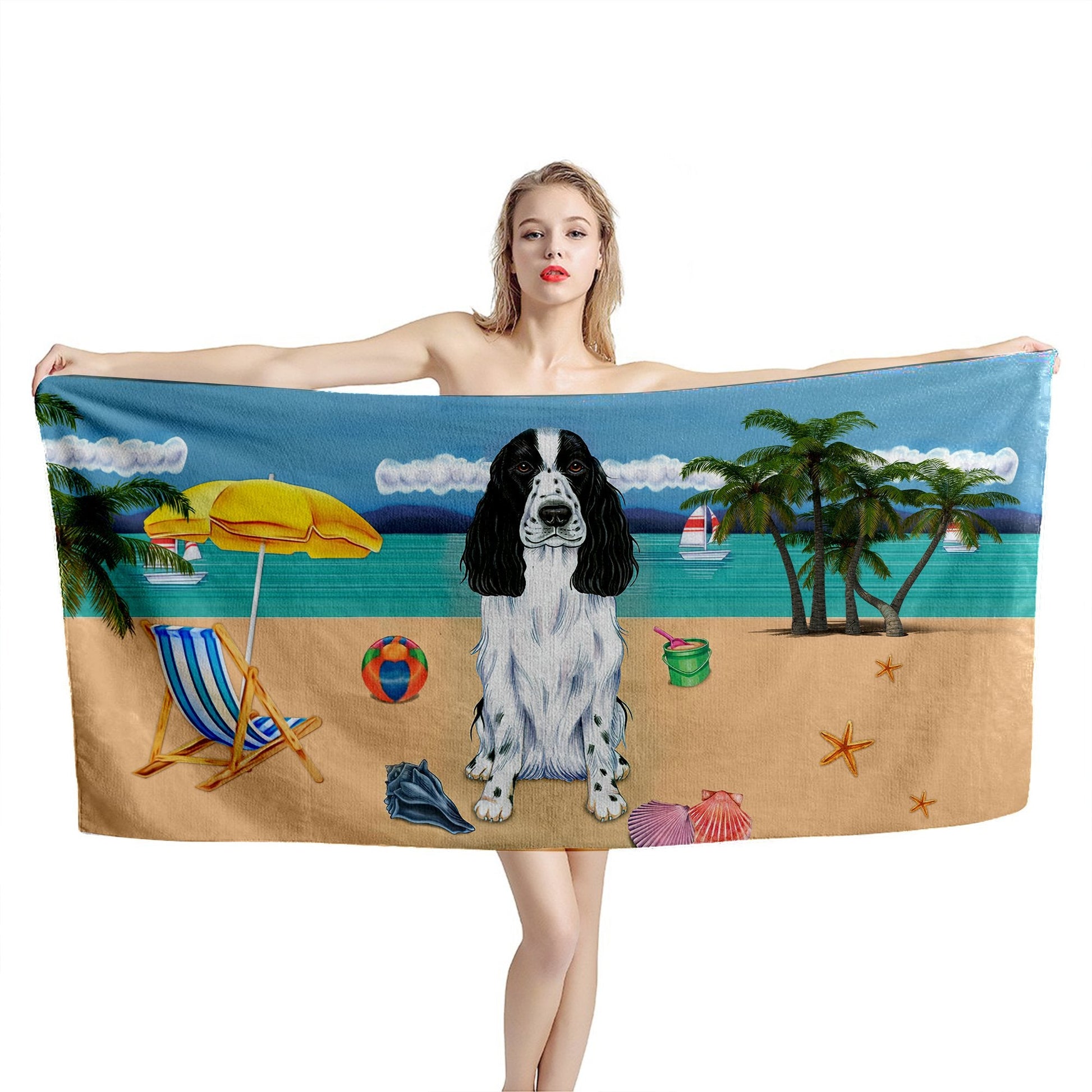 Gearhumans 3D English Cocker Spaniel Dog Custom Beach Towel GW1205215 Towel 