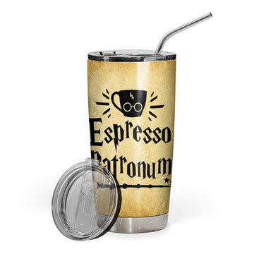 Gearhumans 3D Espresso Patronum Harry Potter Custom Name Design Vacuum Insulated Tumbler