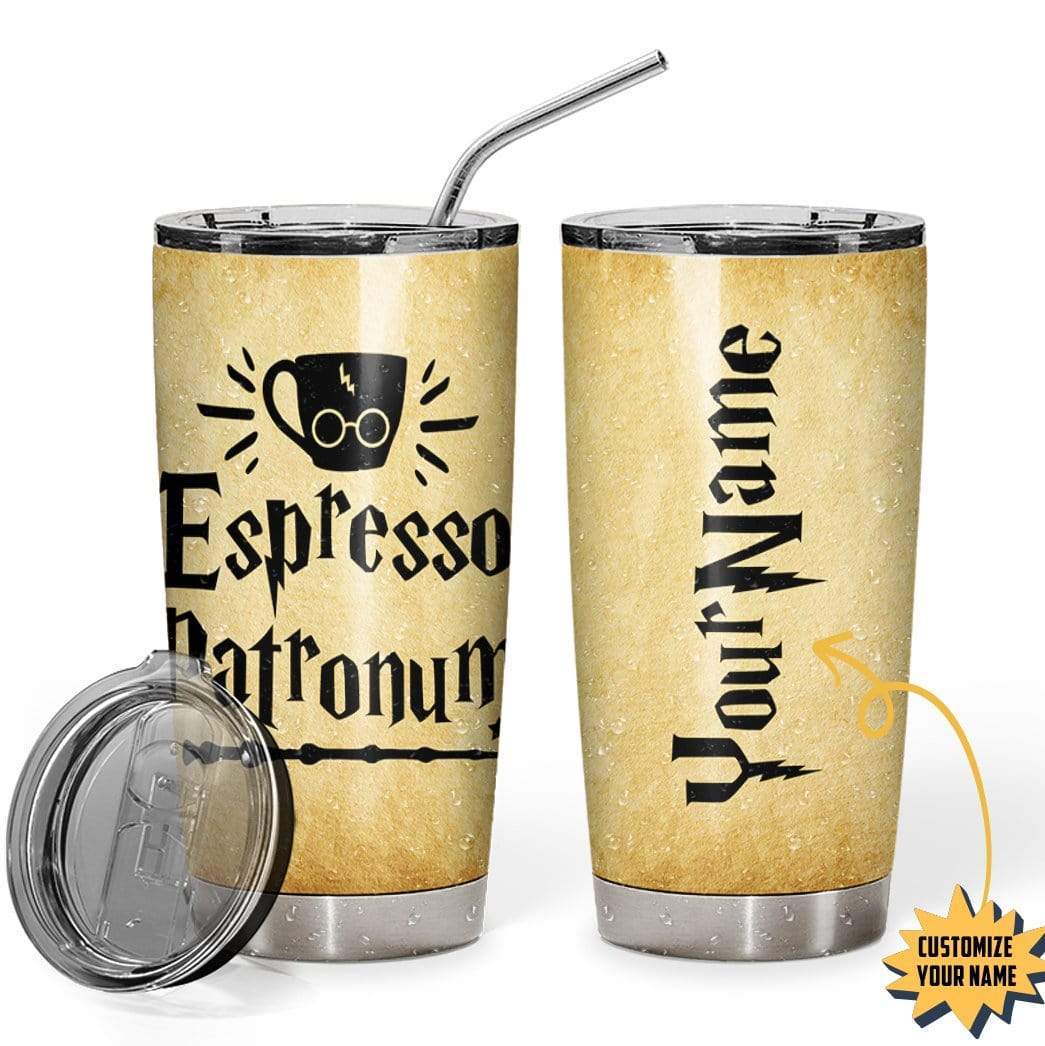 BeeGeeTees Espresso Patronum Travel Mug - 14 oz Stainless Steel to Go Cup for Wizards