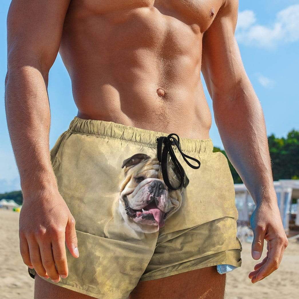 Gearhumans 3D Face Bulldog Custom Summer Beach Shorts Swim Trunks GV12069 Men Shorts 