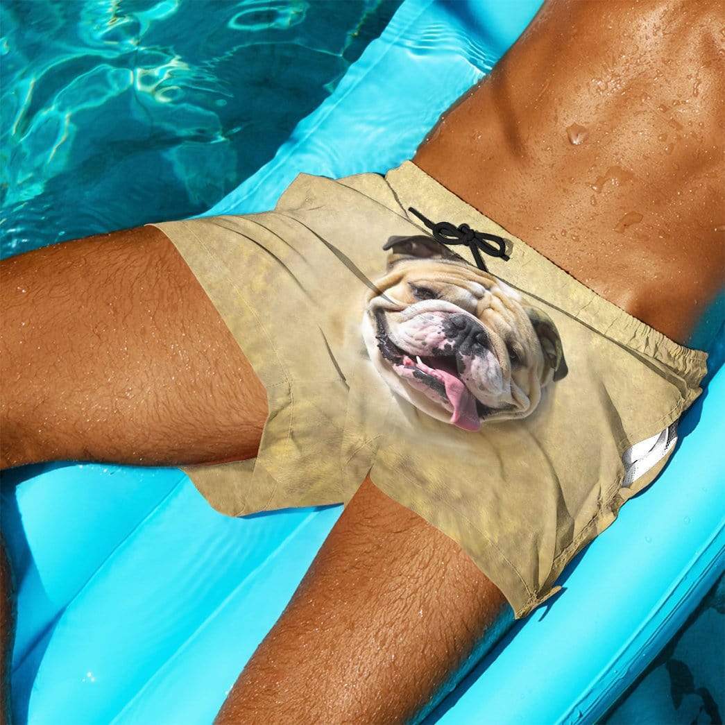 Gearhumans 3D Face Bulldog Custom Summer Beach Shorts Swim Trunks GV12069 Men Shorts 