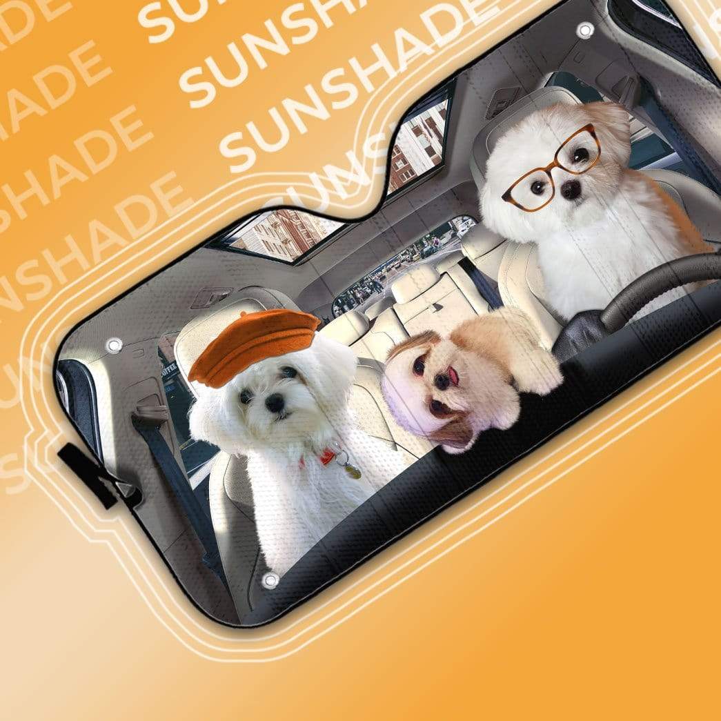 gearhumans 3D Family Bichon Frise Auto Sunshade GL25068 Auto Sunshade 