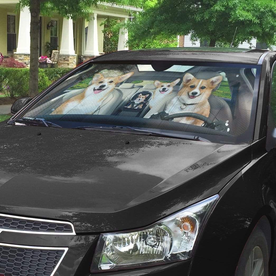 gearhumans 3D Family Corgi Dogs Custom Car Auto Sunshade GV070714 Auto Sunshade 