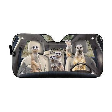 Gearhumans 3D Family Meerkat Custom Car Auto Sunshade