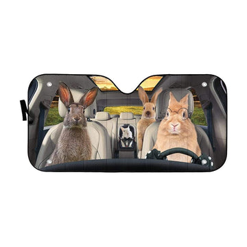 Gearhumans 3D Family Rabits Custom Car Auto Sunshade