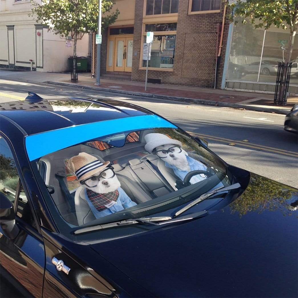 gearhumans 3D Family Terrier Dogs In Car Custom Car Auto Sunshade GV230615 Auto Sunshade 