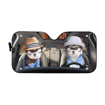 gearhumans 3D Family Terrier Dogs In Car Custom Car Auto Sunshade GV230615 Auto Sunshade 57''x27.5'' 