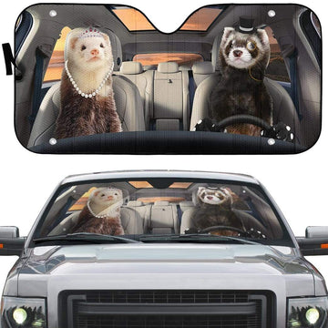 Gearhumans 3D Fancy Ferrets Custom Car Auto Sunshade