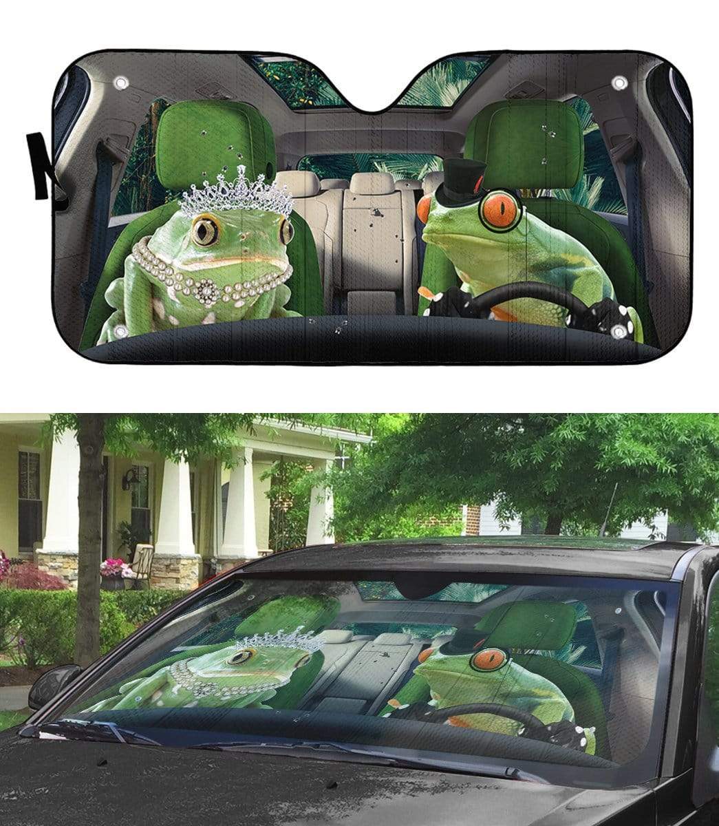 gearhumans 3D Fancy Frogs Custom Car Auto Sunshade GS06076 Auto Sunshade 