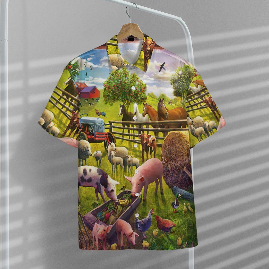 Gearhumans 3D Farm Animal Hawaii Shirt ZK2505215 Hawai Shirt 