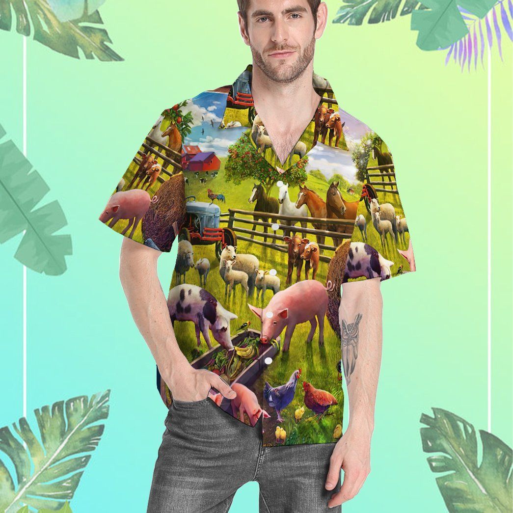 Gearhumans 3D Farm Animal Hawaii Shirt ZK2505215 Hawai Shirt 