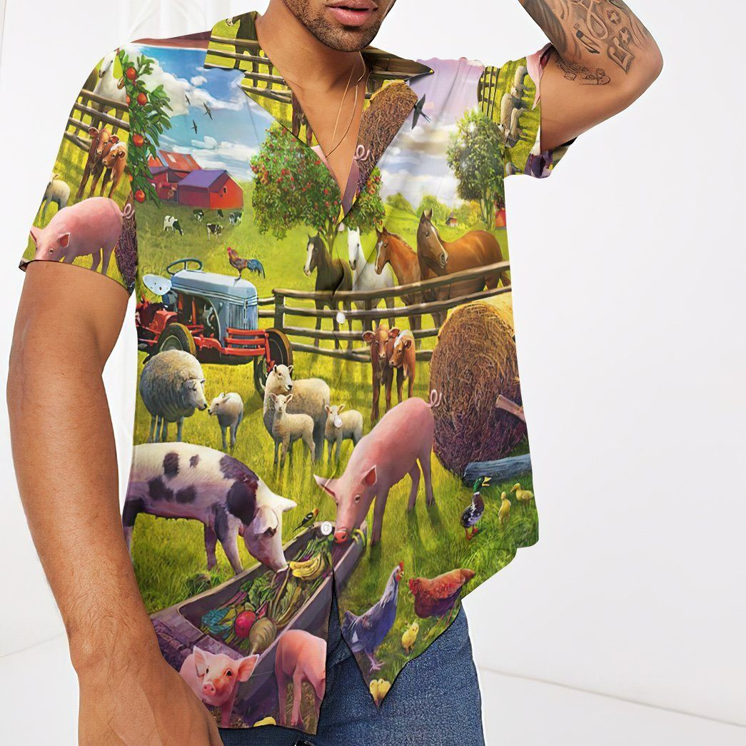 Gearhumans 3D Farm Animal Hawaii Shirt ZK2505215 Hawai Shirt 