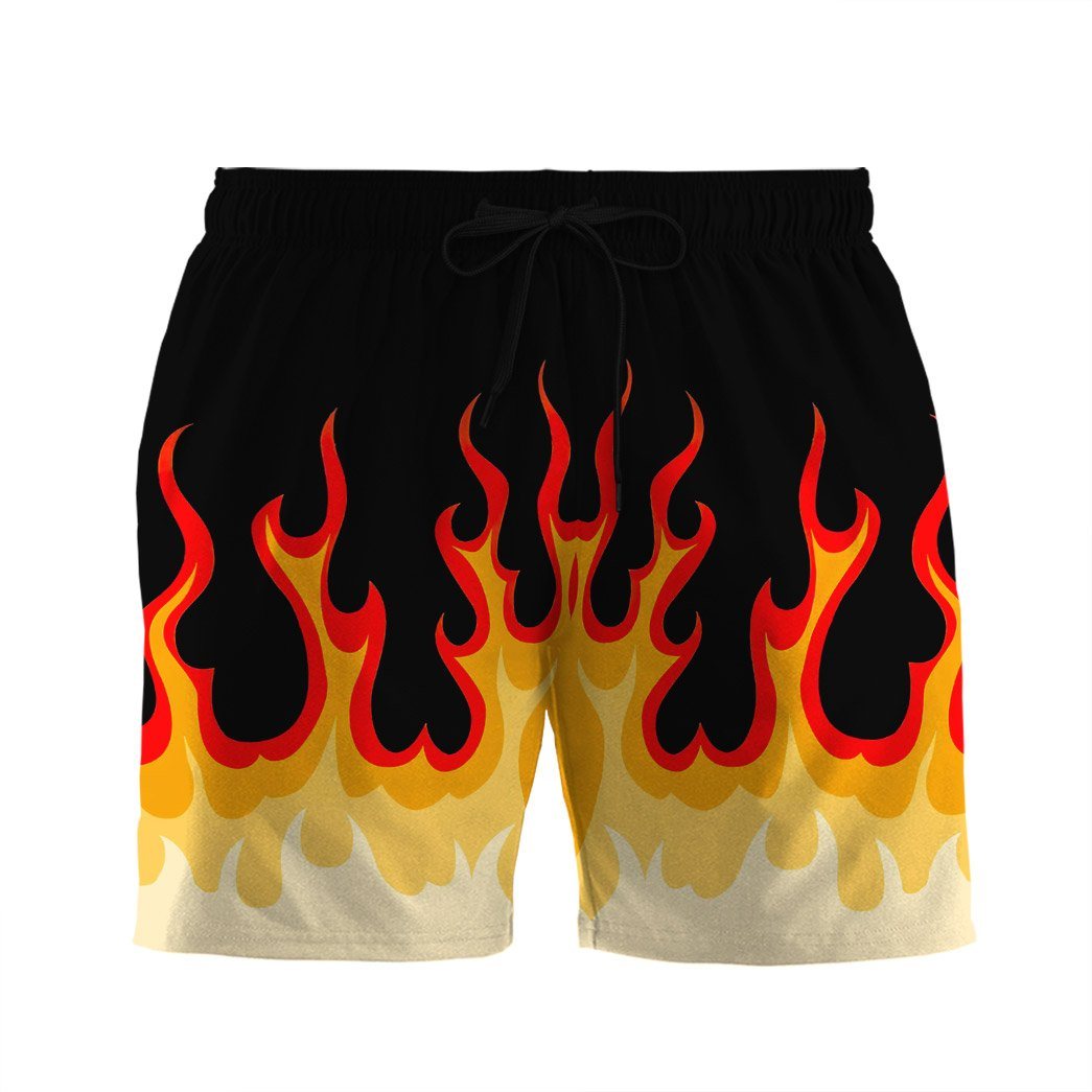 Gearhumans 3D Fire Hot Rod Flames Custom Beach Shorts Swim Trunk GS1406218 Men Shorts Men Shorts S 