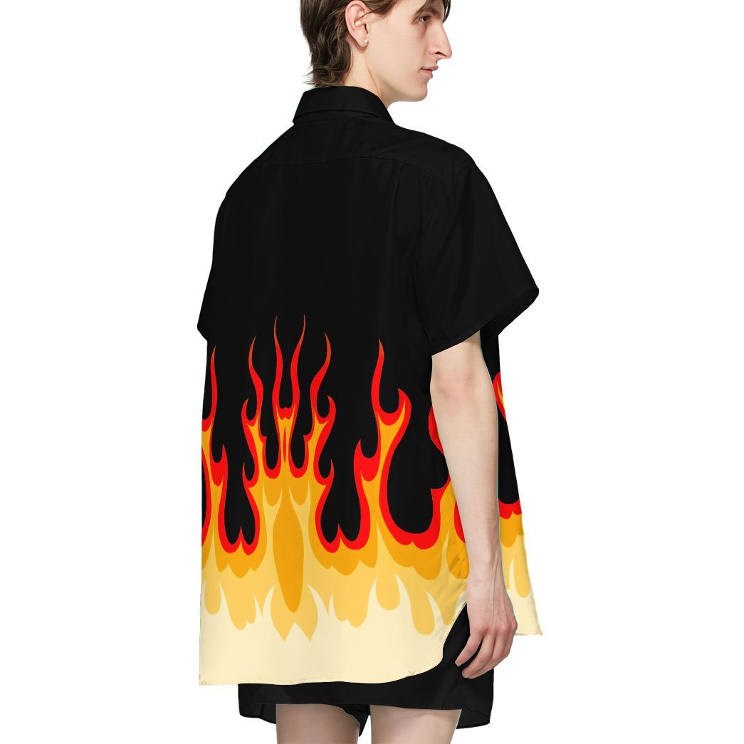 in flames gear Gearhumans 3D Fire Hot Rod Flames Custom Short Sleeve Shirt