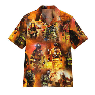 Gearhumans 3D Firefighter Hawaii Shirt ZZ08041 Hawai Shirt Short Sleeve Shirt S 