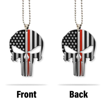 Gearhumans 3D Firefighter Red Line American Skull Custom Car Hanging