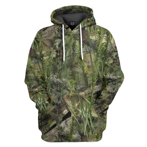 Gearhumans 3D Fishouflage Bass Camo For Fishing Custom Tshirt Hoodie A
