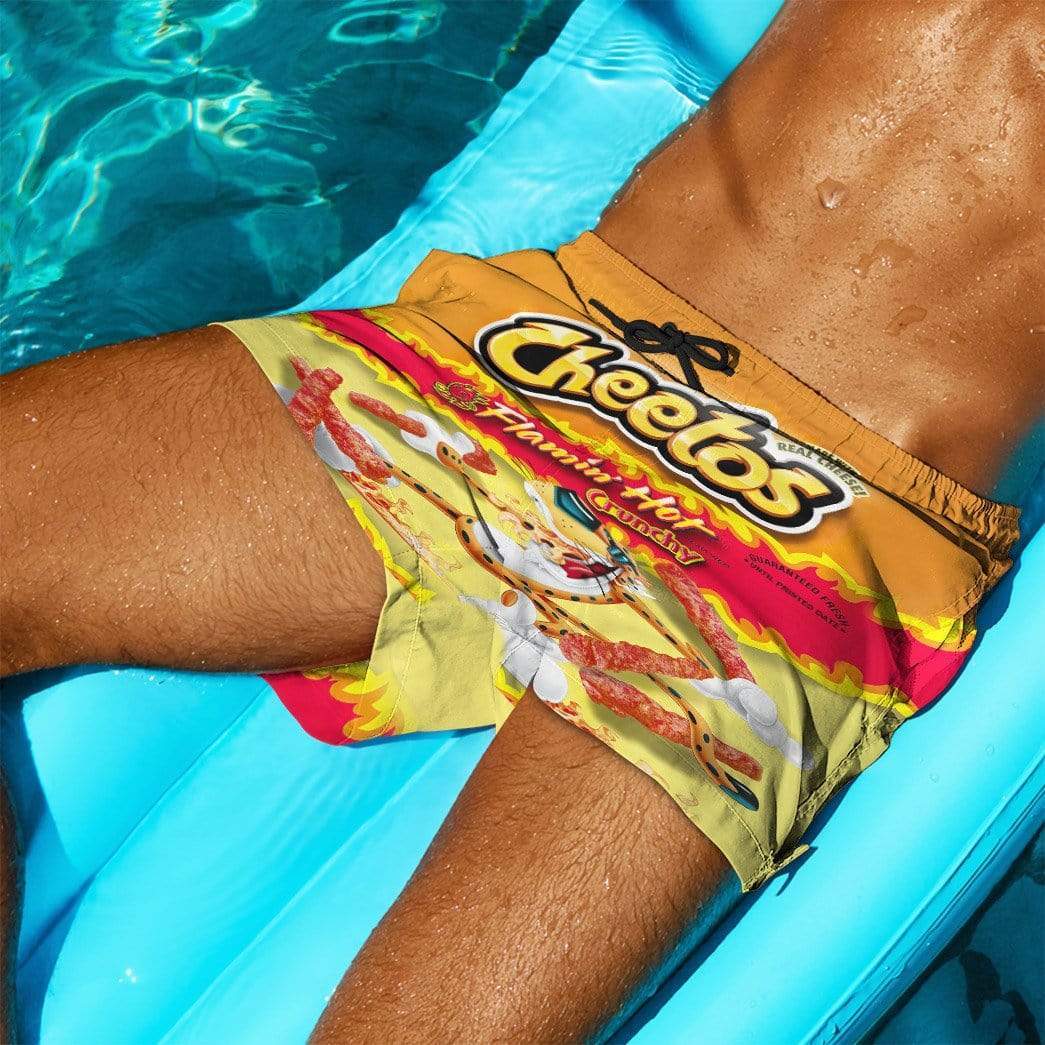 Gearhumans 3D Flaming Hot Cheetos Custom Beach Shorts swim trunks men GS28075 Men Shorts