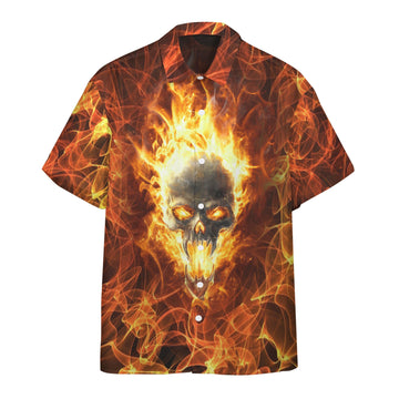 Gearhumans 3D Flaming Skull Find Your Fire Custom Hawaii Shirt