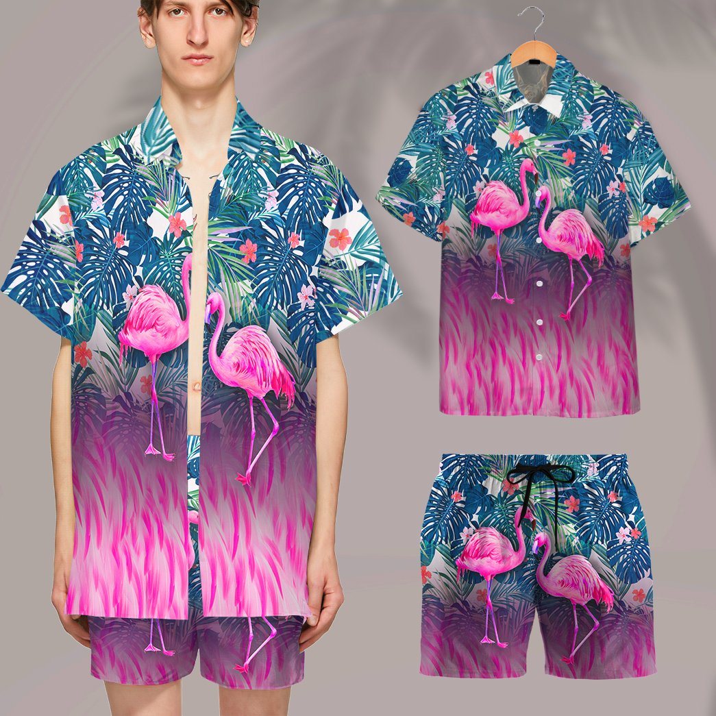 Gearhumans 3D Flamingo Hawaii Custom Beach Shorts Swim Trunks GS14052128 Men Shorts 