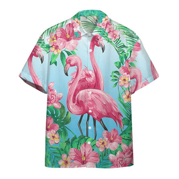 Gearhumans 3D Flamingo Hawaii Custom Short Sleeve Shirts
